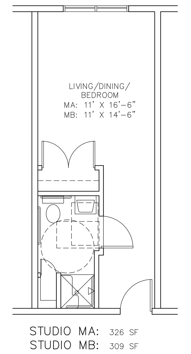 Studio MA and MB -  326, 309 sf