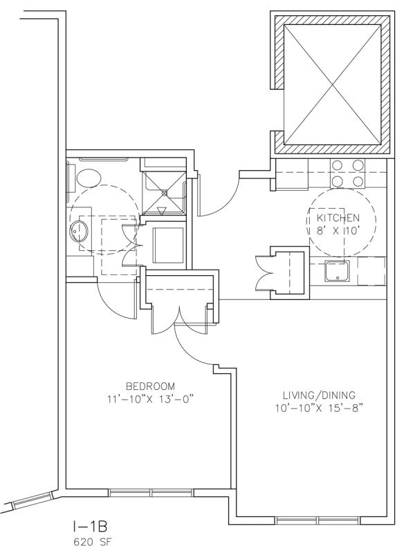 I-1B - One Bedroom - 620 sf