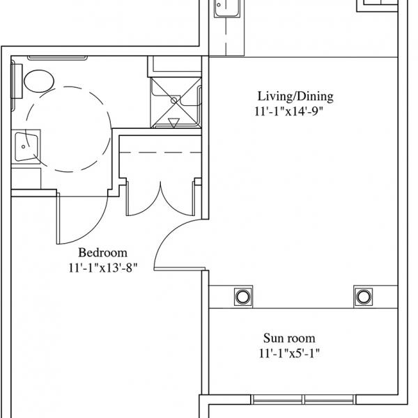 The Birches Premium – One Bedroom 607 sf