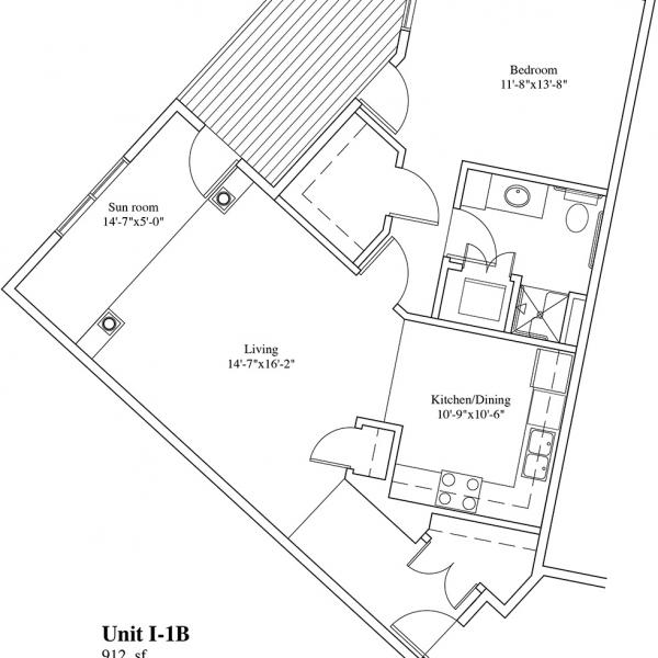 The Elms Deluxe – One Bedroom 912 sf